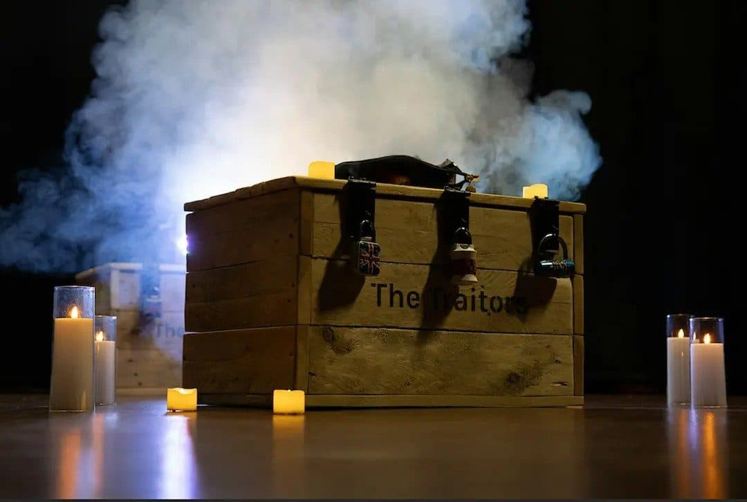 The Faithfuls Game - a locked Traitors chest surrounded by candles